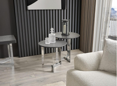 Gruppe Beistelltisch Tisch Couchtisch Wohnzimmer Edelstahl Silber Set